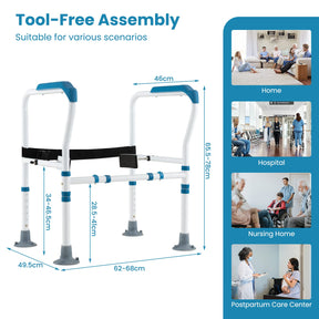 Toilet Safety Rail for Elderly, Stand Alone Toilet Safety Frame w/Adjustable Height