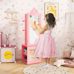 HONEY JOY Kids Jewelry Cabinet, 3-in-1 Freestanding Jewelry Armoire