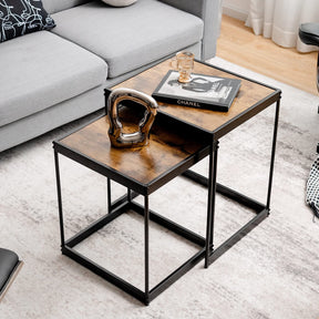 Giantex Nesting Coffee Tables, Set of 2 End Tables, Space Saving Design Side Tables