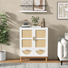Giantex 2-Door Sideboard Buffet Cabinet, Accent Floor Storage Cabinet with Bamboo Woven Doors