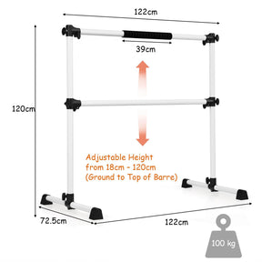 Adjustable Double Stretching Dance Bar for Home Dancing Studio Gym