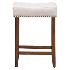 Giantex Set of 2 Saddle Bar Stools, 61cm H Backless Counter Stool, Brass Nailhead Studs