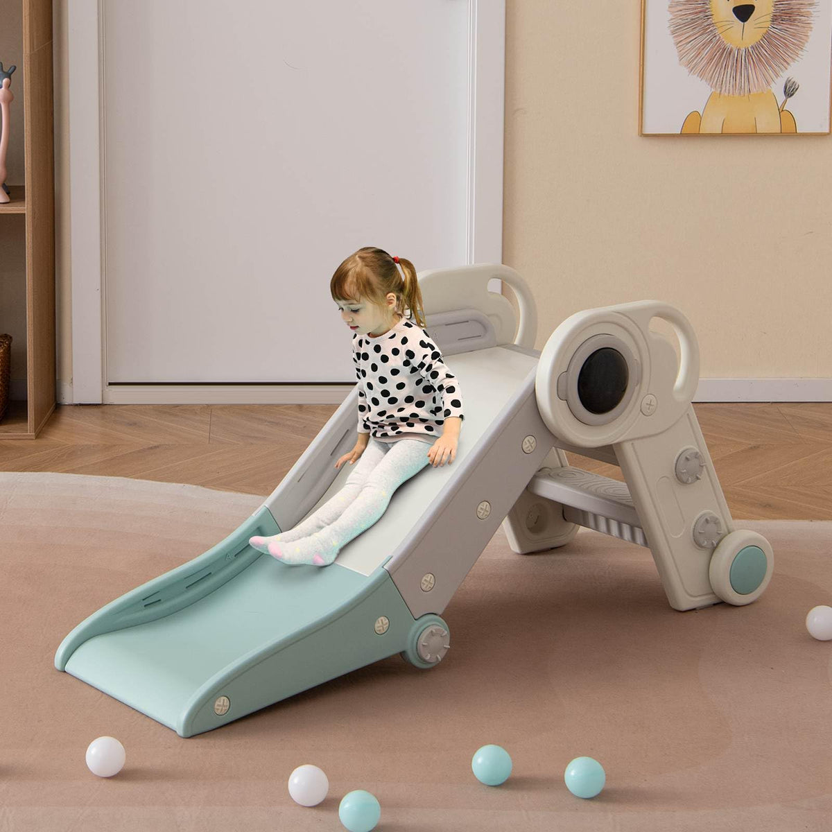 Kids Slide, Indoor Kids Folding Freestanding Slides w/Climber