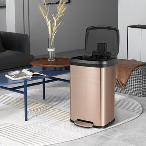 Giantex 50L Step Trash Can Stainless Steel Garbage Bin with Soft Close Lid & Deodorizer Compartment