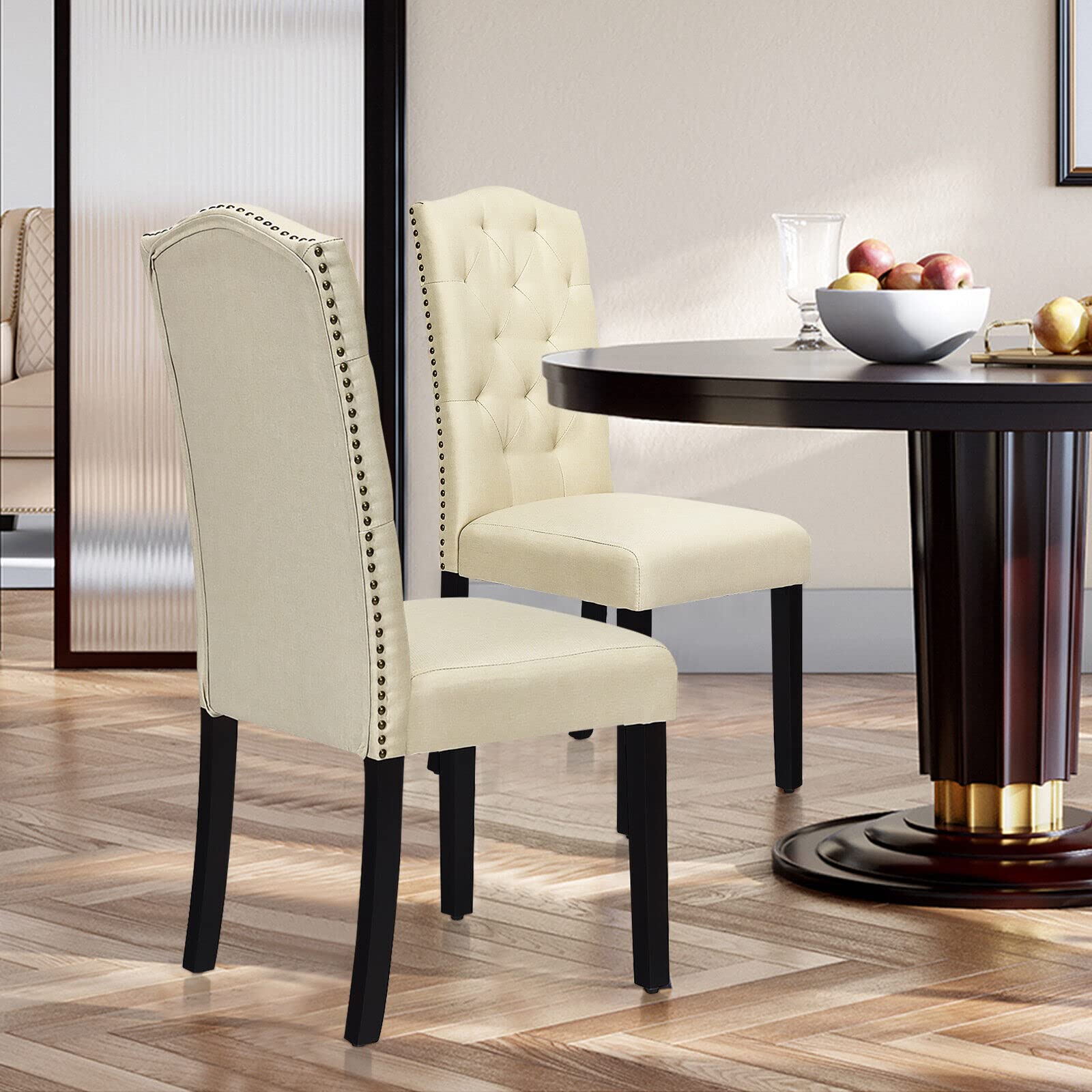 Giantex 2 Pcs Dining Chairs Tufted Upholstered Seat