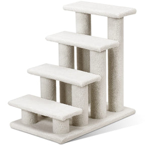4-Step Pet Stairs for Cats and Dogs, Carpeted Cat Scratching Post Pet Ramp