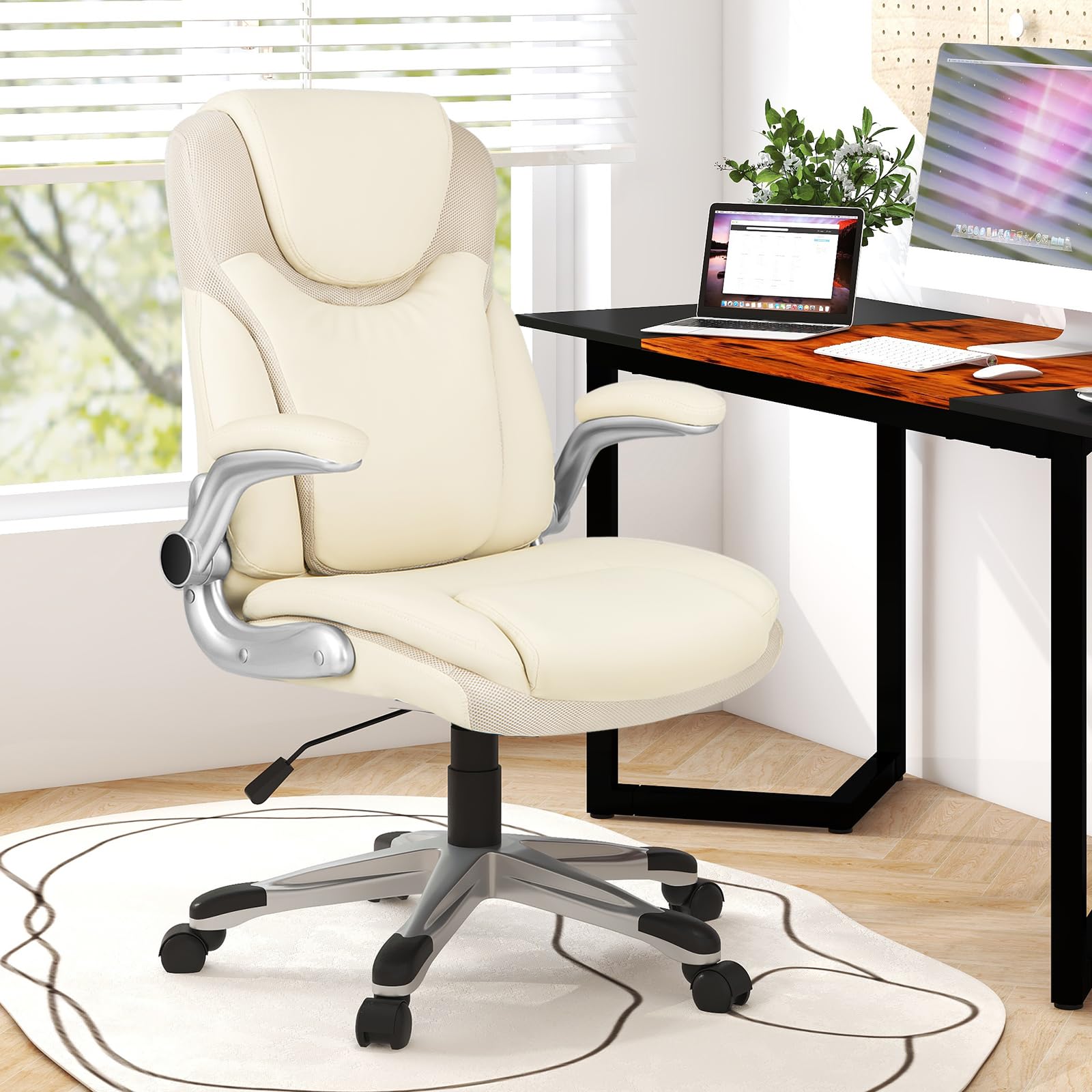 Giantex Executive Ergonomic 360° Swivel Office Chair, PU Leather Computer Desk Chair