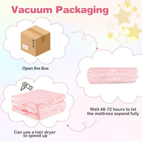 Foldable Floor Mattress for Kids, Glow in The Dark Toddler Floor Nap Mat w/Washable Flannel Cover