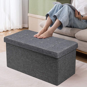Giantex 80 cm Fabric Foldable Storage Ottoman, Toy Chest with Removable Storage Bin