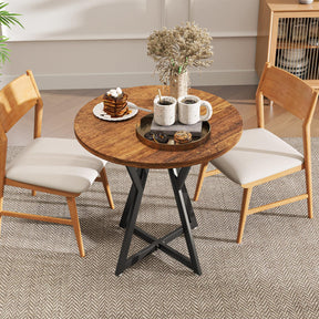 31.5 Inch Round Dining Table for 2-4, Modern Kitchen Table with Thick Wooden Tabletop