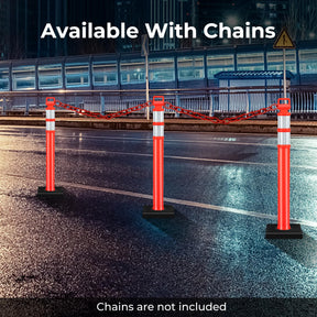 3 Pack Traffic Delineator Post, 114.5 cm Safety Traffic Barrier with Rubber Base