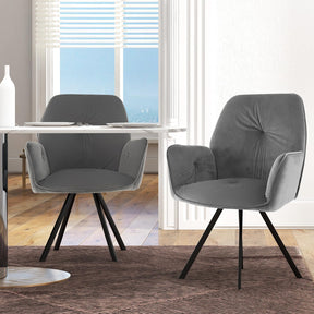 Giantex 2 PCS Swivel Accent Armchairs Modern Velvet Accent Chairs w/Metal Legs & Anti-Slip Foot Pads