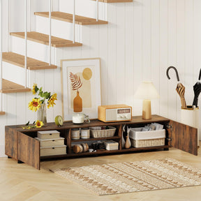 Modern TV Stand for up to 70" TVs, Minimalist Entertainment Center with 2 Doors & Open Shelves