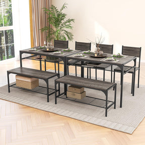 Giantex 4-Piece Dining Set Dining Table w/ 2 Chairs and Bench for 4