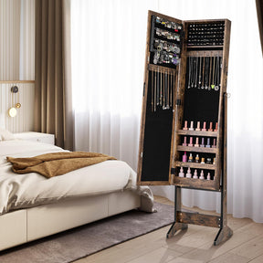 Mirror Jewelry Cabinet Standing with 4 Shelves and 3 Adjustable Tilt Angles