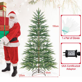 195CM Artificial Christmas Xmas Tree with Auto Timer & LED Lights