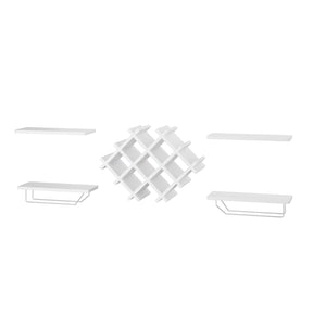 Giantex Set of 5 Wall Mounted Wine Rack Set w/Storage Shelves and Glass Holder