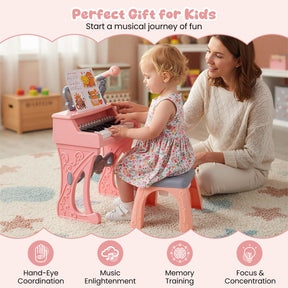 HONEY JOY Mini Keyboard Piano for Kids, 25 Keys Electric Piano w/Stool
