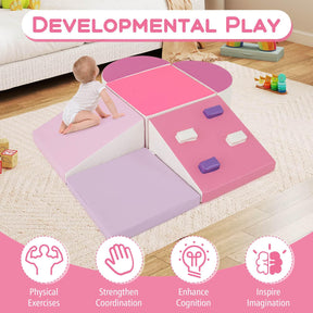 6-Piece Foam Climbing Blocks, Lightweight Soft Climbing Indoor Set with Hook and Loop Fasteners