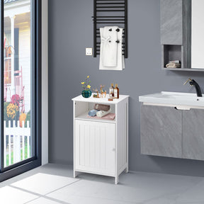 Giantex Bathroom Floor Storage Cabinet, Freestanding Wooden Single Door Side Cabinet