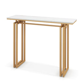 Giantex 110cm Console Table, Faux Marble Sofa Table w/Sturdy Metal Legs