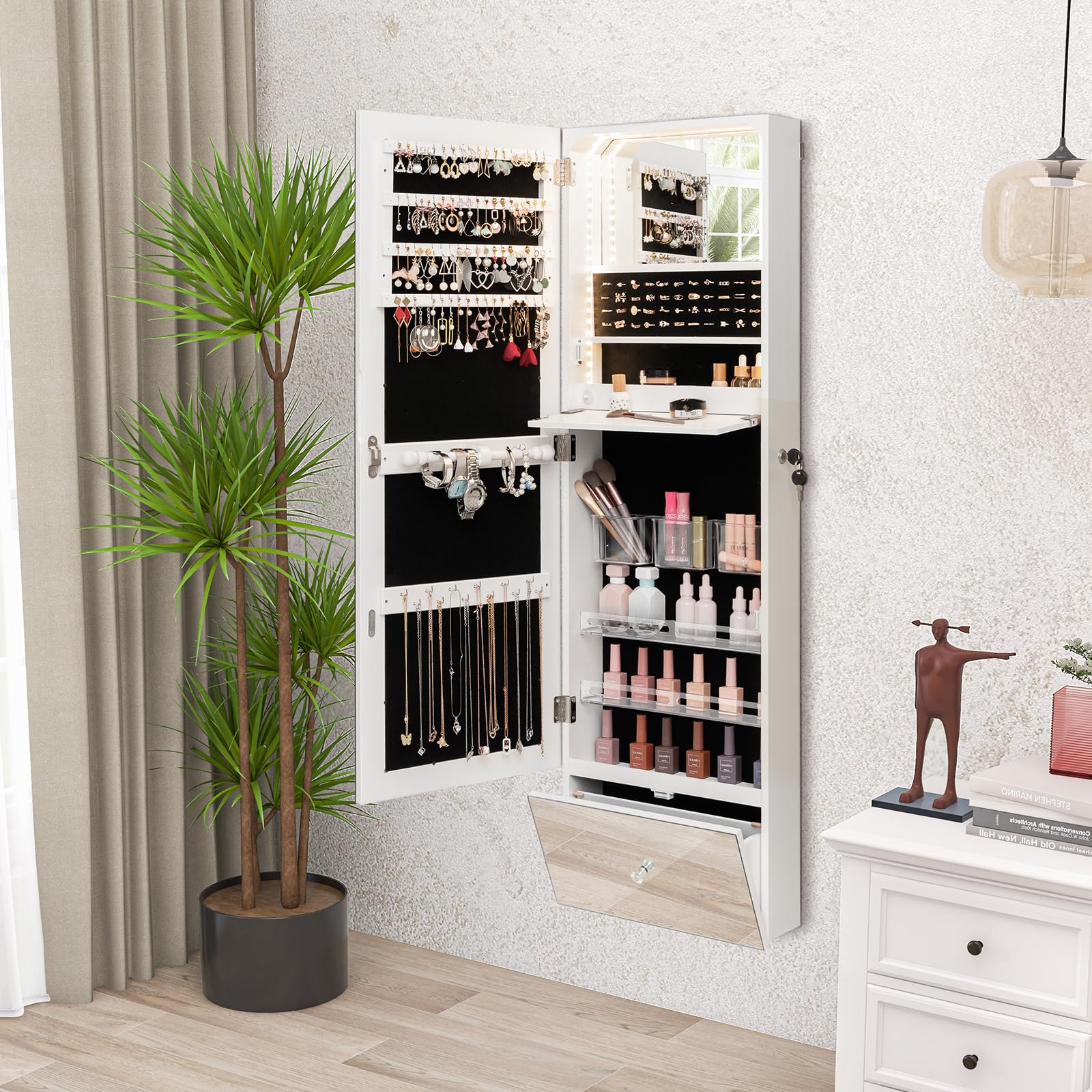 Giantex 120cm LED Jewelry Mirror Cabinet