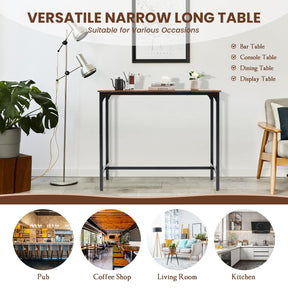 Giantex Bar Table with Footrest, Counter Height Table, Industrial Pub Table for Small Space , Rustic Brown