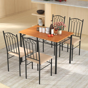 Giantex Dining Table Set for 4 Modern Rectangular Kitchen Table with 4 Cushioned Chairs