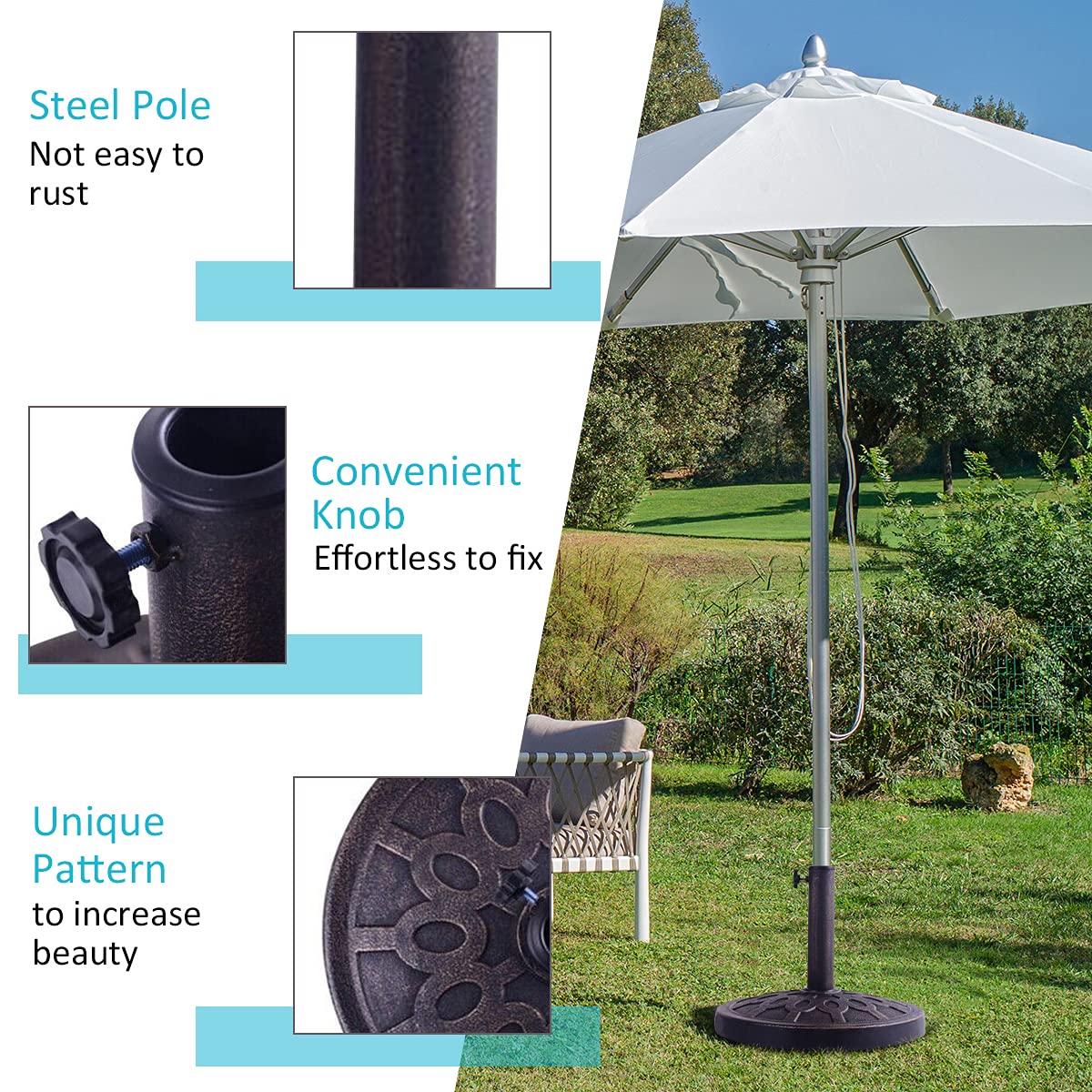 Round Resin Umbrella Base, Outdoor Patio Umbrella Holder