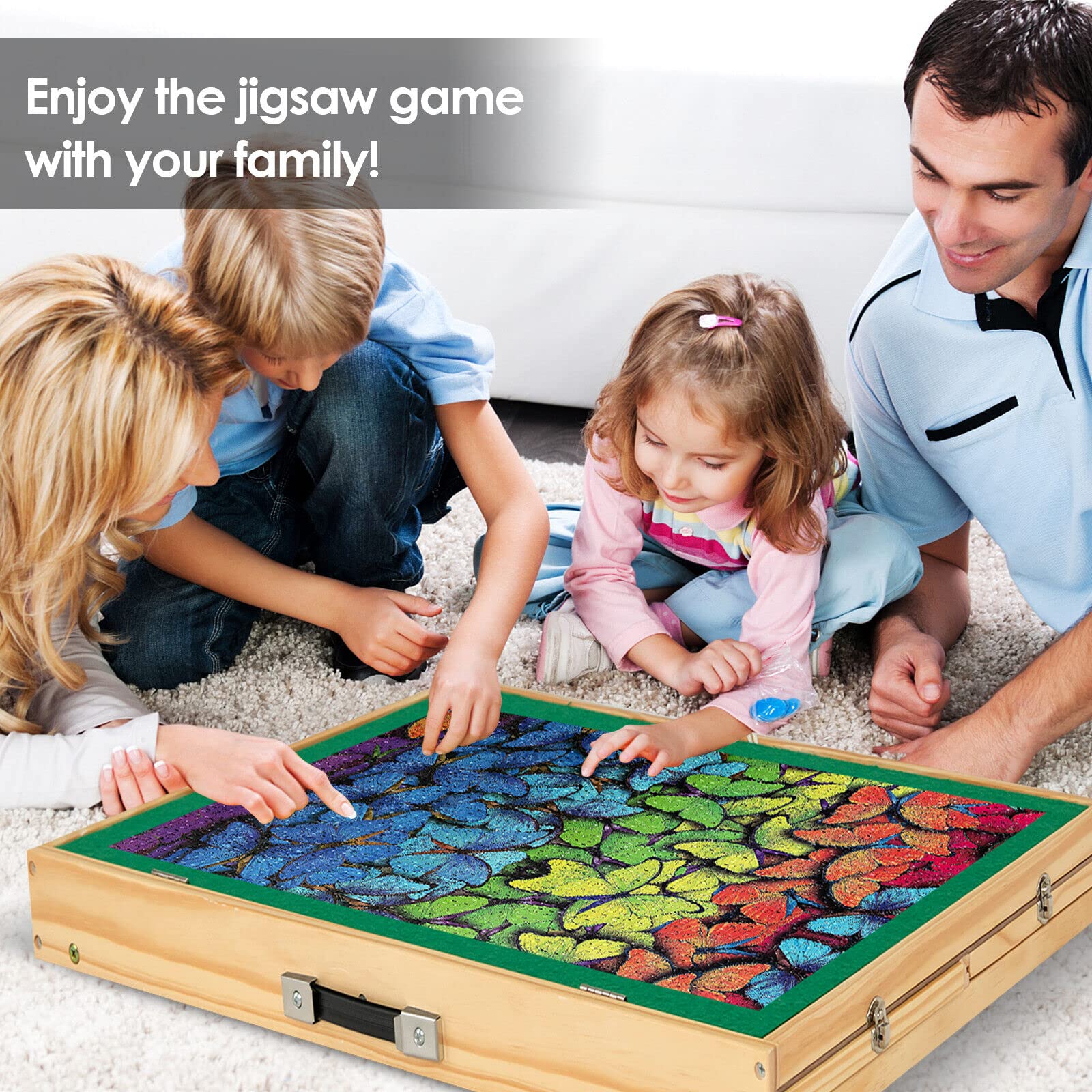 HONEY JOY 1000 PCS Portable Puzzle Table, 3-Angle Adjustable Jigsaw Board with Anti-Slip Felt, Folding Legs