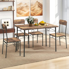 Dining Table Set for 4 5-Piece Industrial Kitchen Furniture Dinette Set
