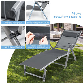 Patio Lounge Chair, Rustproof Aluminum Chaise Lounge Chair with 8-Position Adjustable Backrest