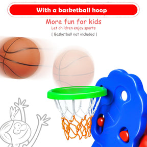 Kids Slide with Basketball Hoop, 2 in 1 Foldable Slide and Climber for Children for Indoor and Outdoor Use