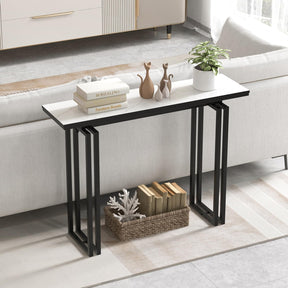 Giantex 110cm Console Table, Faux Marble Sofa Table w/Sturdy Metal Legs