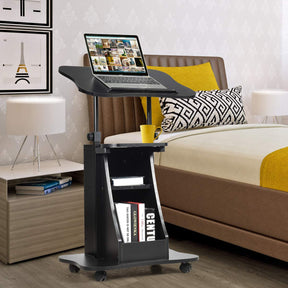 Giantex Mobile Laptop Desk, Height Adjustable Computer iPad PC Stand Table w/Wheels & Storage