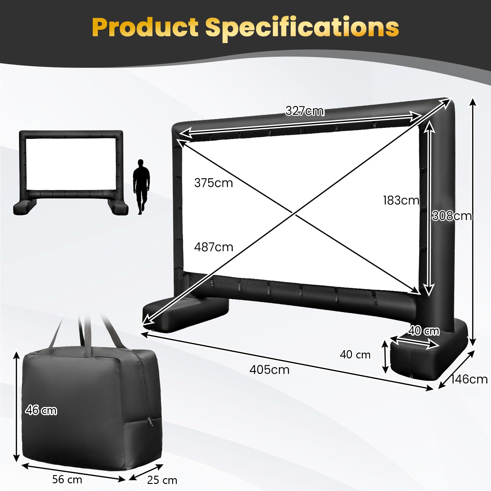 14/15/16Ft Inflatable Movie Projector Screen, Inflatable Movie Screen Outdoor with Air Blower