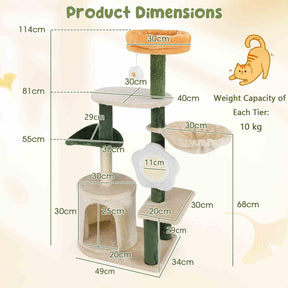 Cute Flower Cat Tree for Indoor w/Plush Top Perch