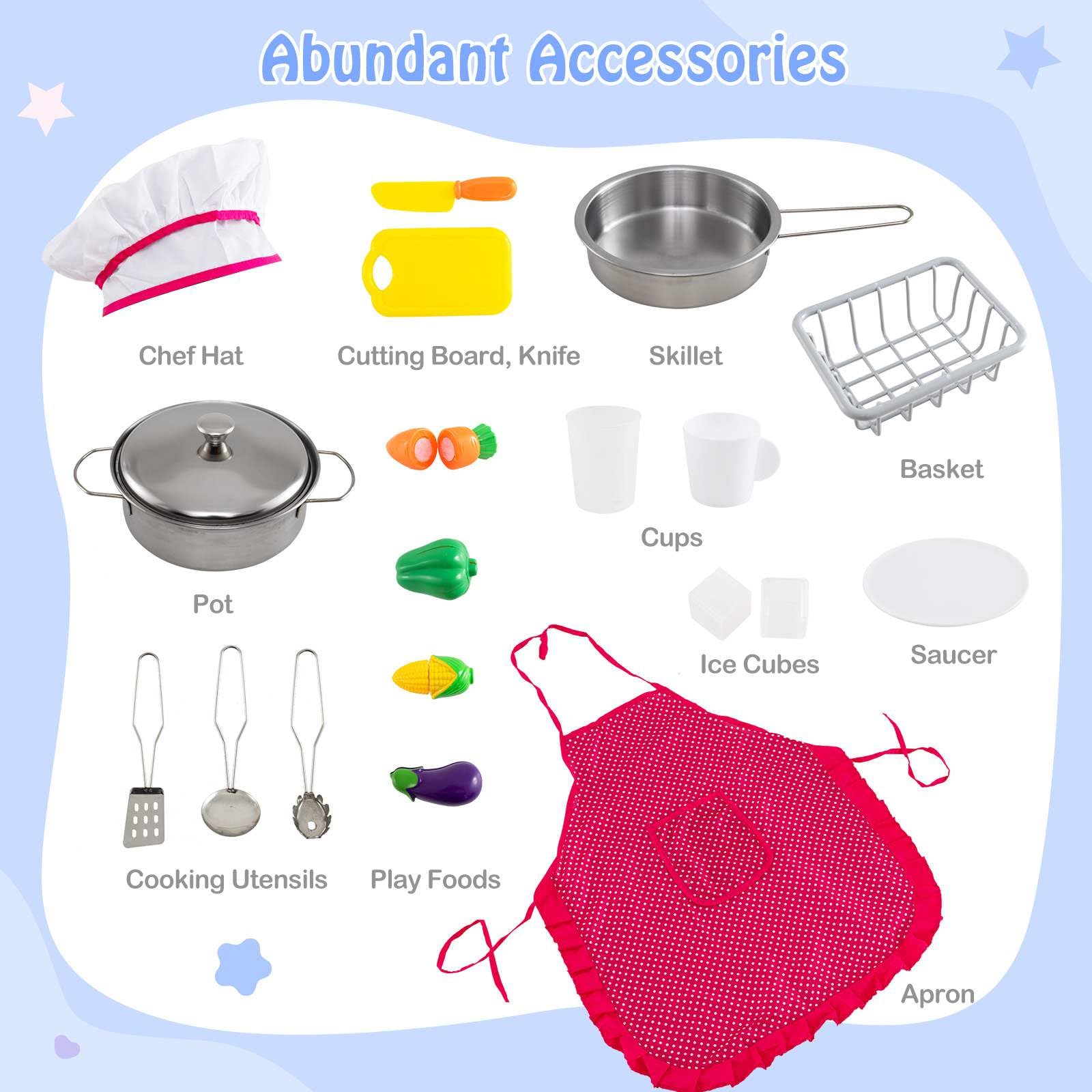 HONEY JOY Kids Kitchen Playset with Lights and Sounds