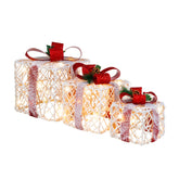 Set of 3 Gift Boxes Christmas Lighted Decoration with 6 Hours Timing Function