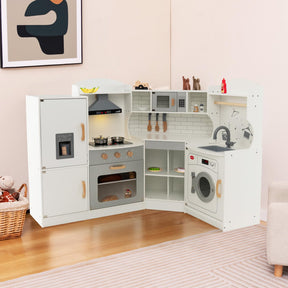 HONEY JOY Corner Play Kitchen, Toddler Kitchen Playset