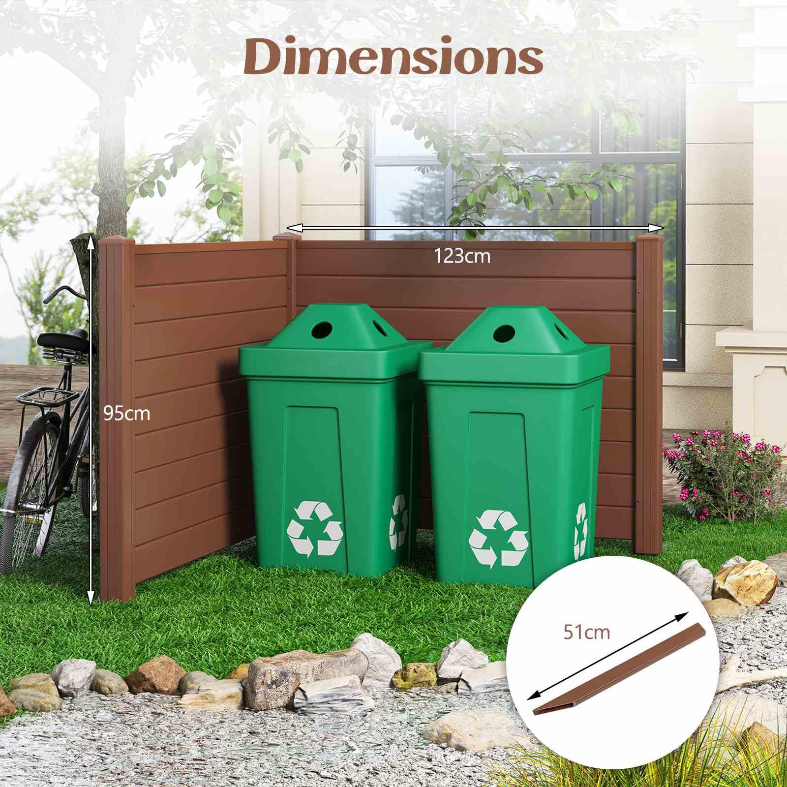 Outdoor 123cm L x 95 cm H PVC Privacy Fence Panels Enclosure w/ 51cm Long Stakes