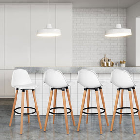 2Pcs Bar Stools, Pub High Barstool Dinning Chair w/ Round Metal Footrest