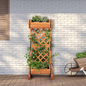 Giantex Raised Garden Bed with 2 Cylindrical Planter Boxes & Trellis