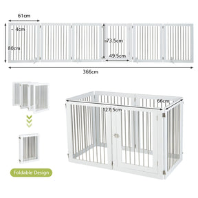 Freestanding 6-Panel Foldable Walk-Through Dog Gate Playpen