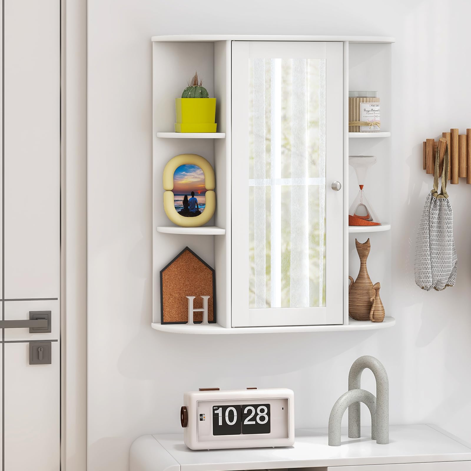 Giantex Bathroom Medicine Cabinet with Mirror, Wall Mounted Storage Cabinet w/Single Mirror Door