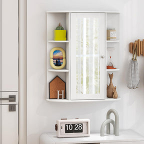 Giantex Bathroom Medicine Cabinet with Mirror, Wall Mounted Storage Cabinet w/Single Mirror Door
