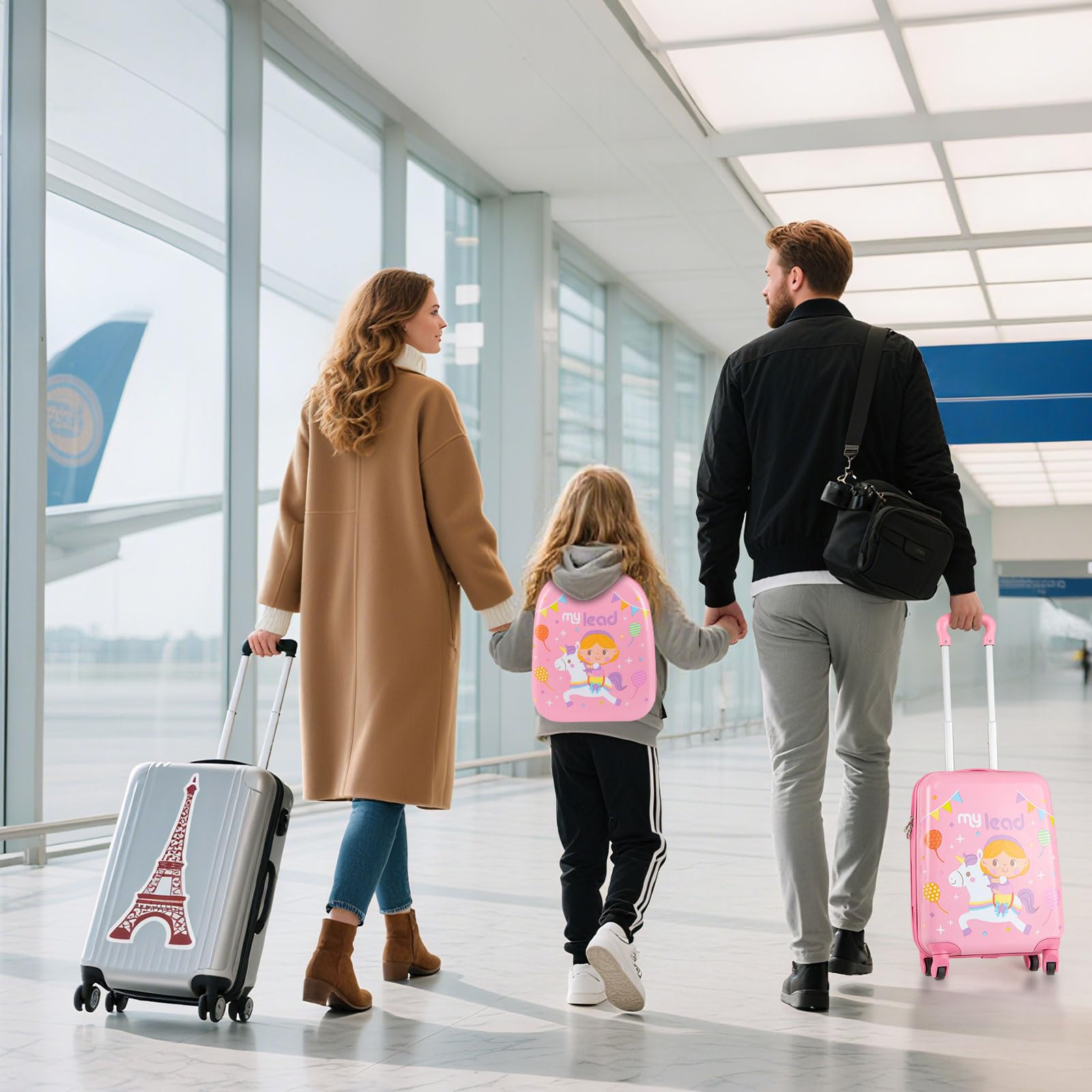 2 PCS Kids Luggage Set, 13" Travel Backpack and 16" Carry-on Suitcase with Spinner Wheels