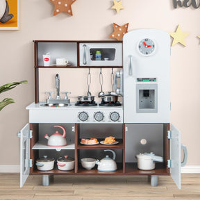 HONEY JOY Kids Kitchen Playset, Pretend Play Kitchen Toy w/Realistic Sounds & Lights