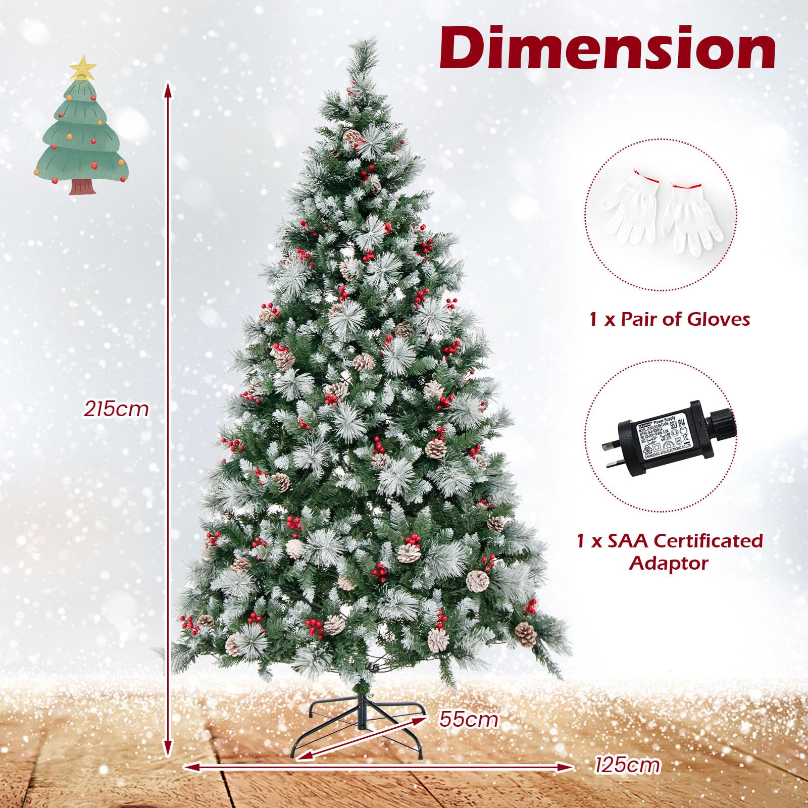 2.15M Pre-Lit Christmas Tree with Pine Needle