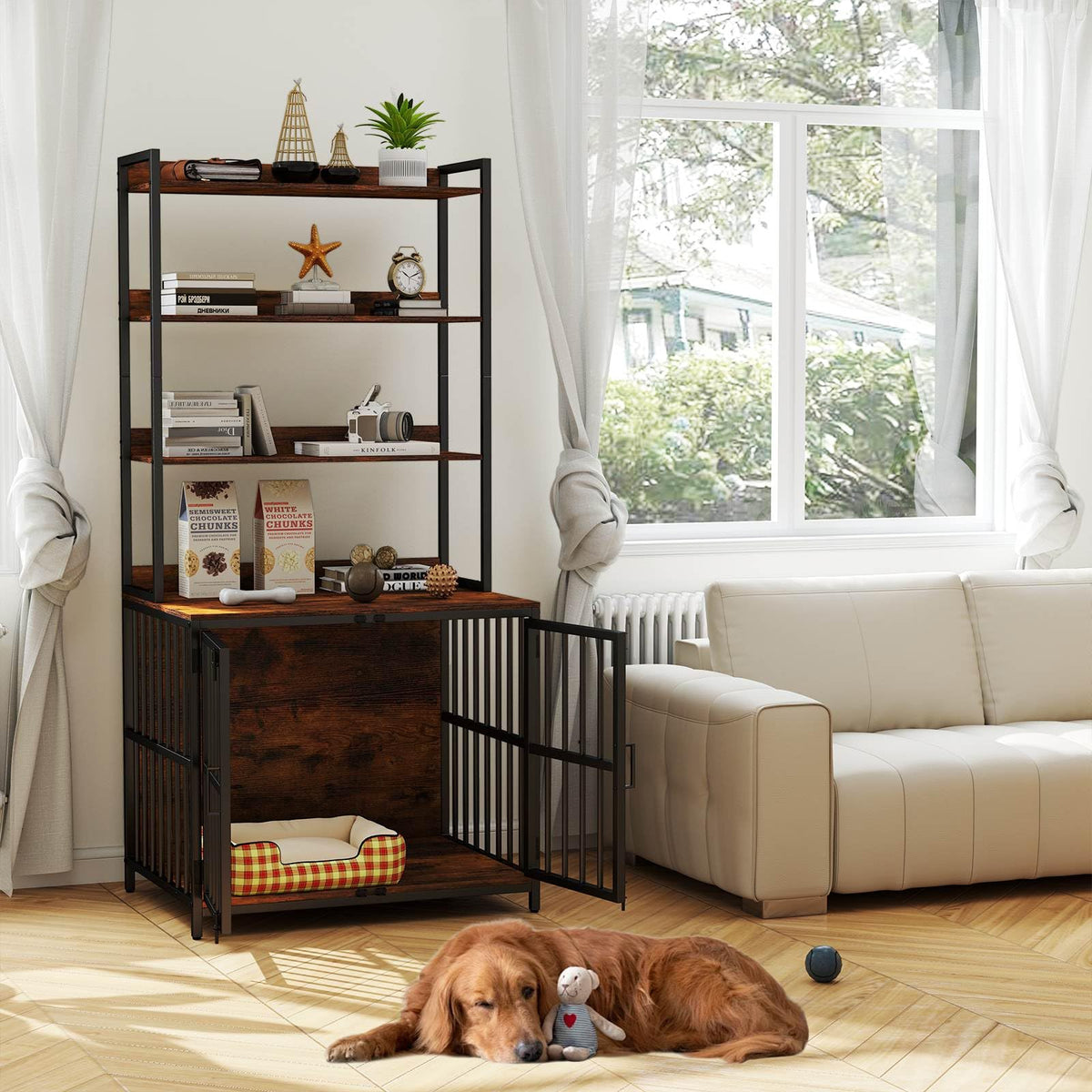 Dog Crate Furniture w/Storage Shelves
